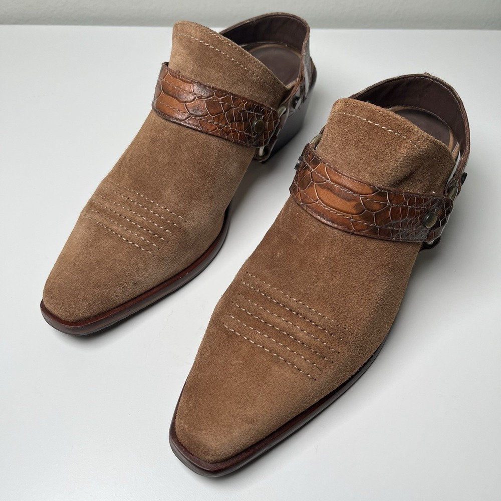 Donald J. Pliner Tan Ankle Boots with Brown Accents